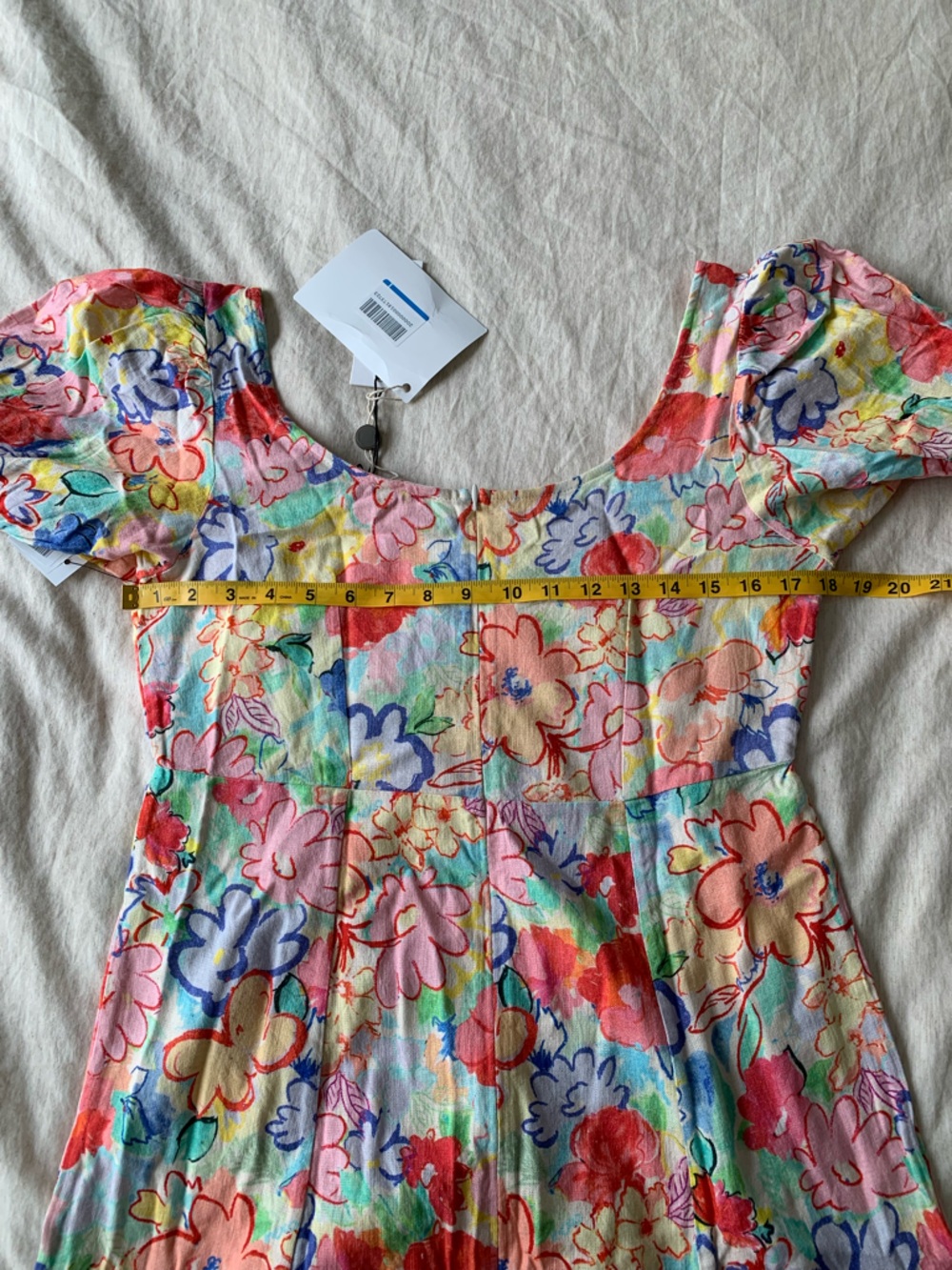 RIXO Floral Puff-Sleeve Mini Dress in Multicolor size M - Picture 10 of 10